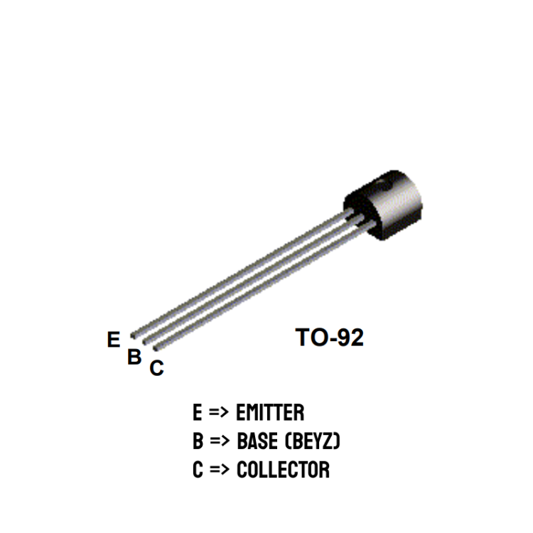 BC547 NPN 0.1A (100mA) 45V TO-92 BJT Transistör Pin Şeması ( Pinout )