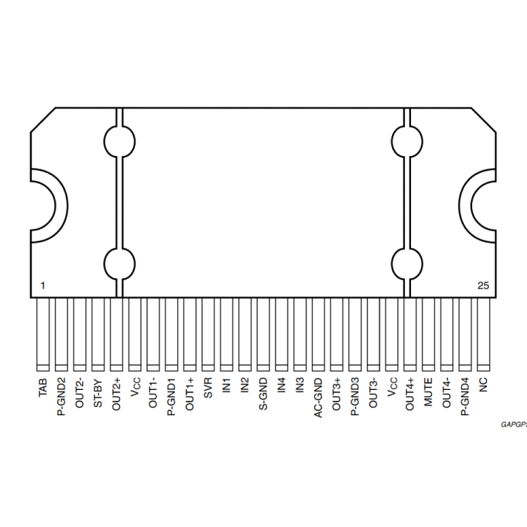 TDA7388, Flexiwatt-25 Entegre Pin Şeması ( Pinout )