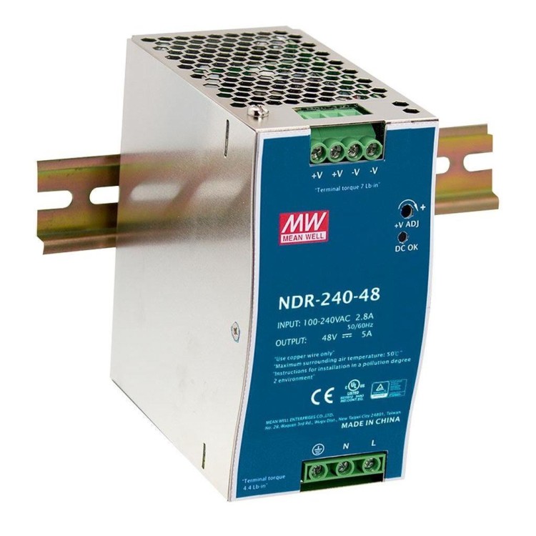 NDR-240-48, 48VDC 5A 240W PFC Güç Kaynağı