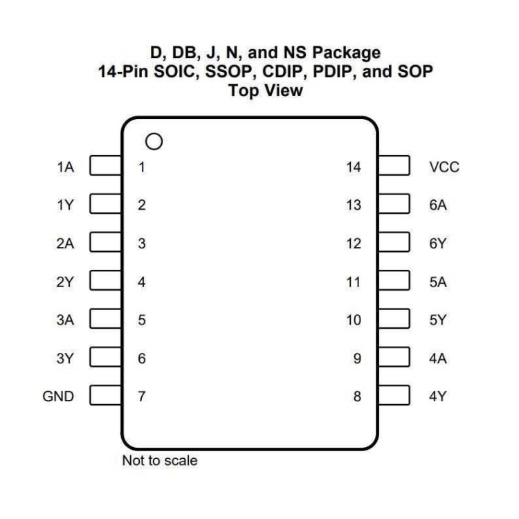 74LS06 (LS06) SOP-14 Entegre Devre Pin Şeması ( Pinout )