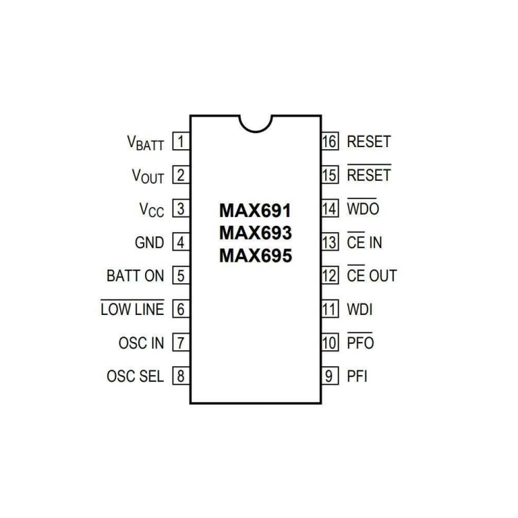 MAX691EWE (MAX691) SOIC-16W Entegre Devre Pin Şeması ( Pinout )