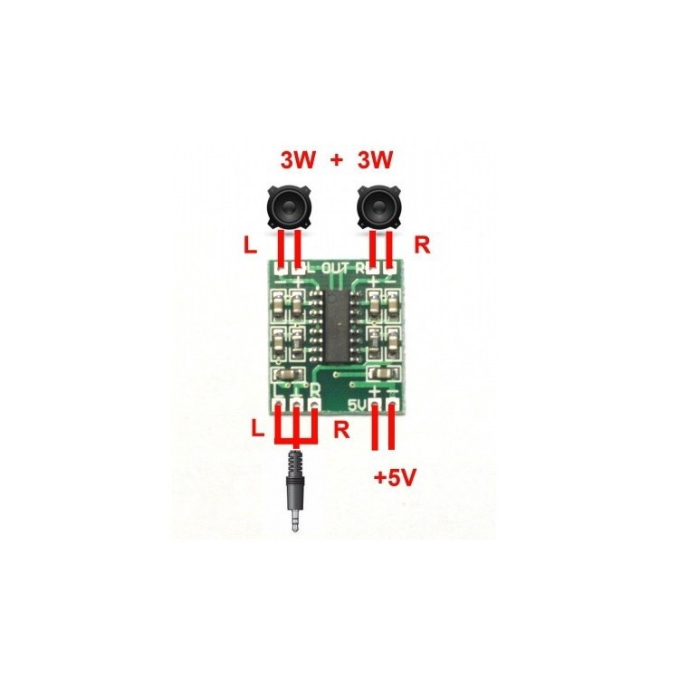 PAM8403 HW-104 2x3W 5V 2 Kanal Mini Amfi Modülü Pin Şeması ( Pinout )