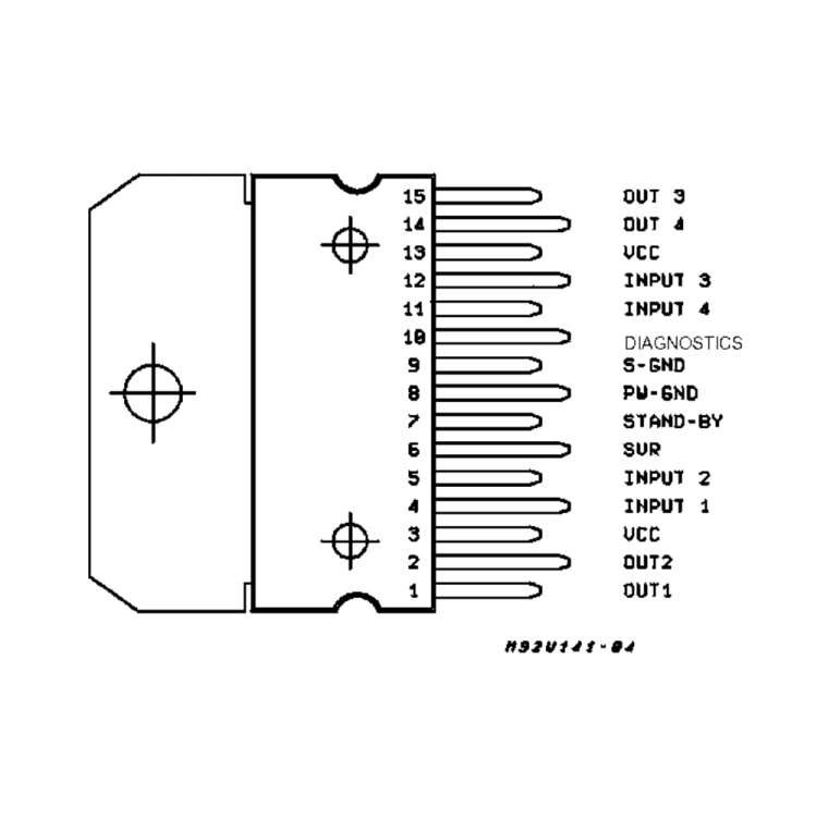 TDA7375A, Multiwatt-15 Entegre Devre Pin Şeması ( Pinout )