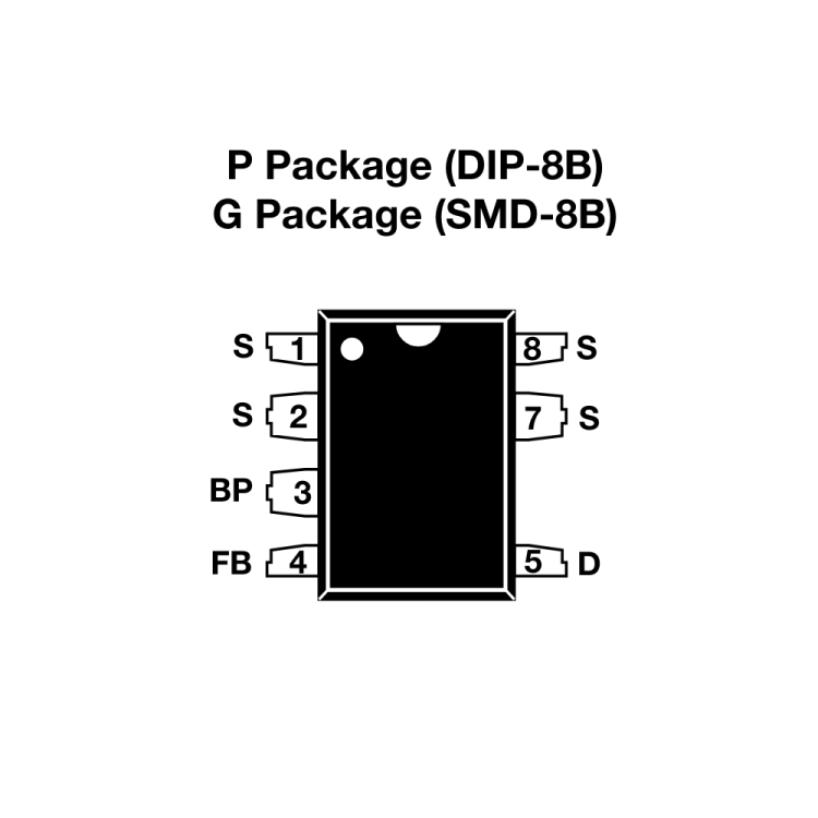 LNK364PN, DIP-8B Entegre Devre Pin Şeması ( Pinout )