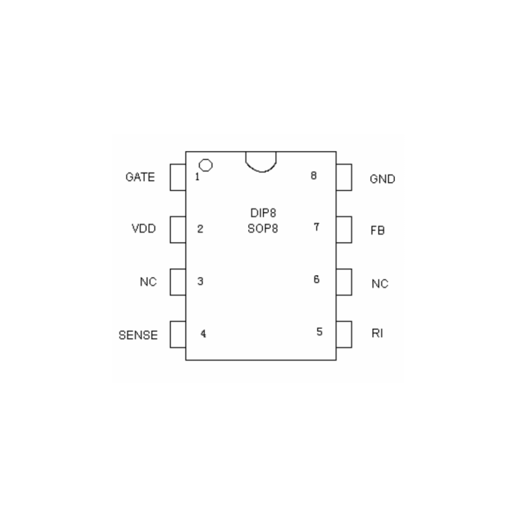 OB2263AP, DIP-8 Entegre Devre Pin Şeması ( Pinout )