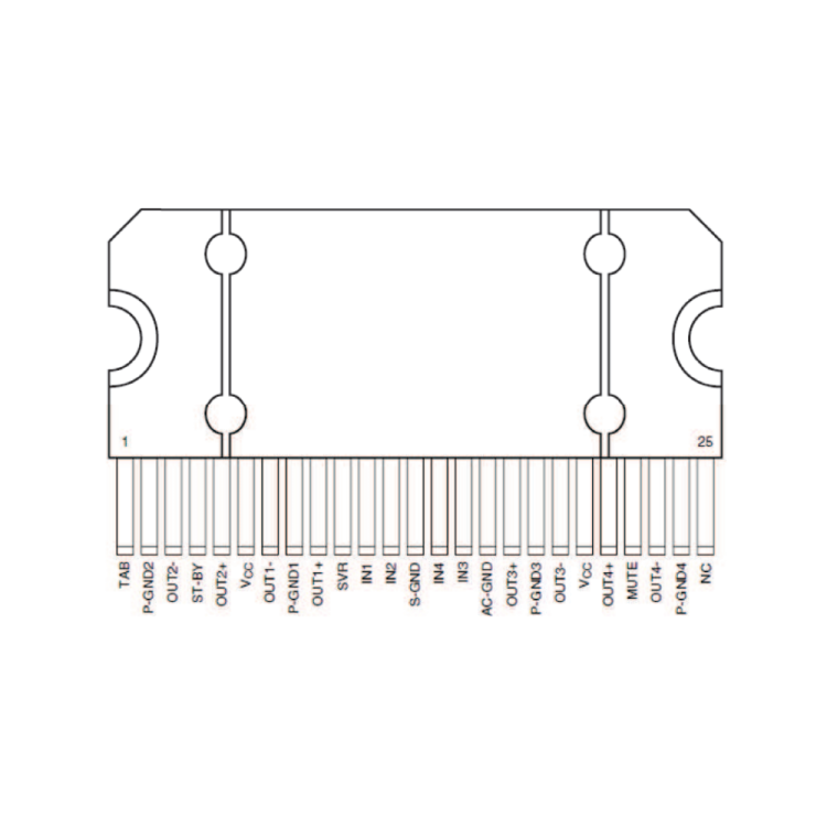 CD7388CZ, Flexiwatt-25 Entegre Pin Şeması ( Pinout )