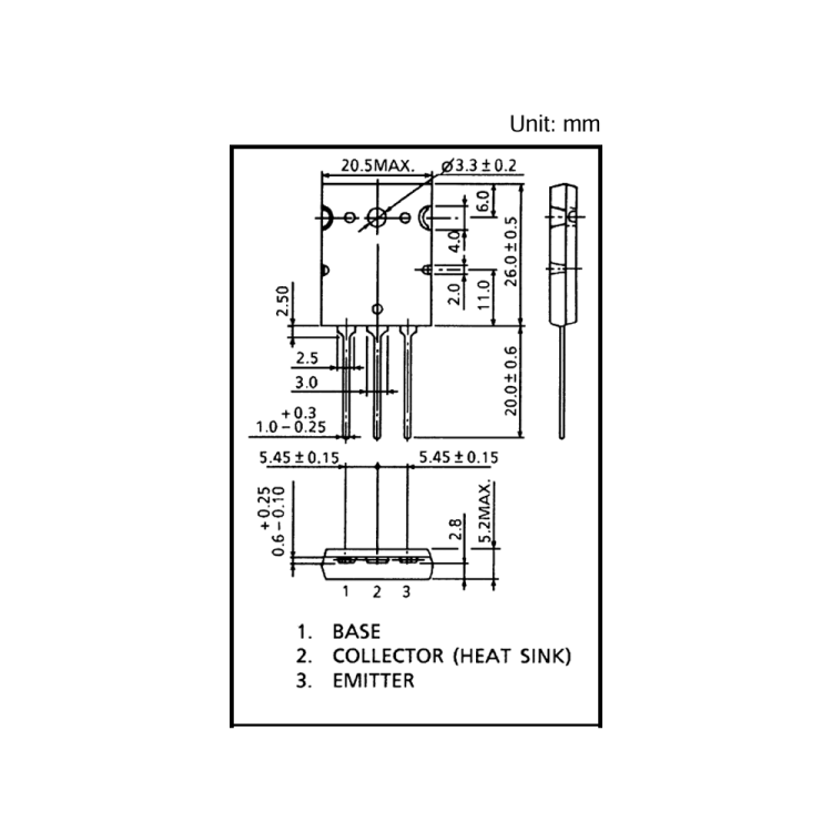 2SC5200, C5200 TO-3PL BJT Transistör Pin Şeması ( Pinout )